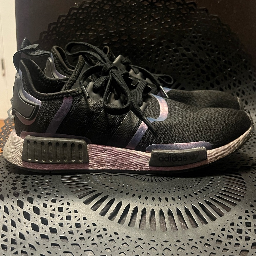 Adidas NMD_R1 Black and Purple Mens Sneakers - Picture 5 of 12